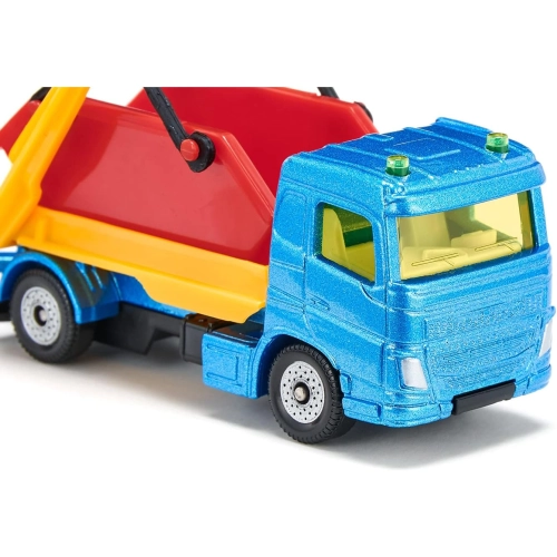 Ciężarówka z kontenerem budowlanym i przyczepą model metalowy SIKU S1695